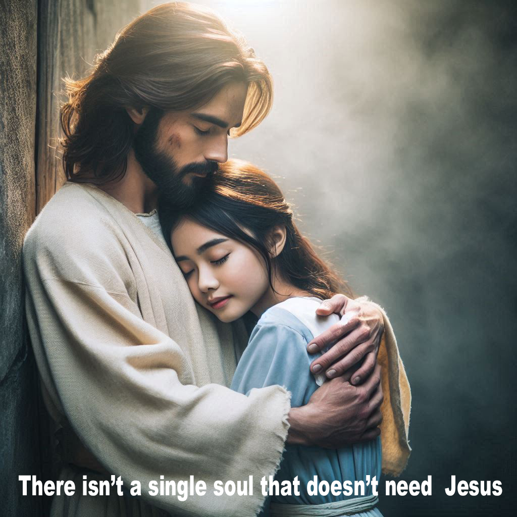 Jesus hugging girl